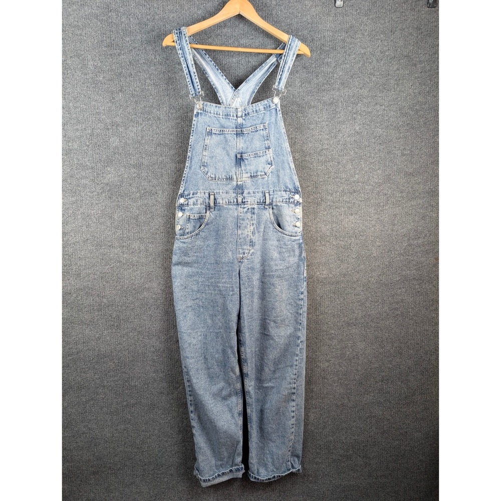 We The Free Ziggy Denim Overalls Light Wash Straight Leg Blue Size M
